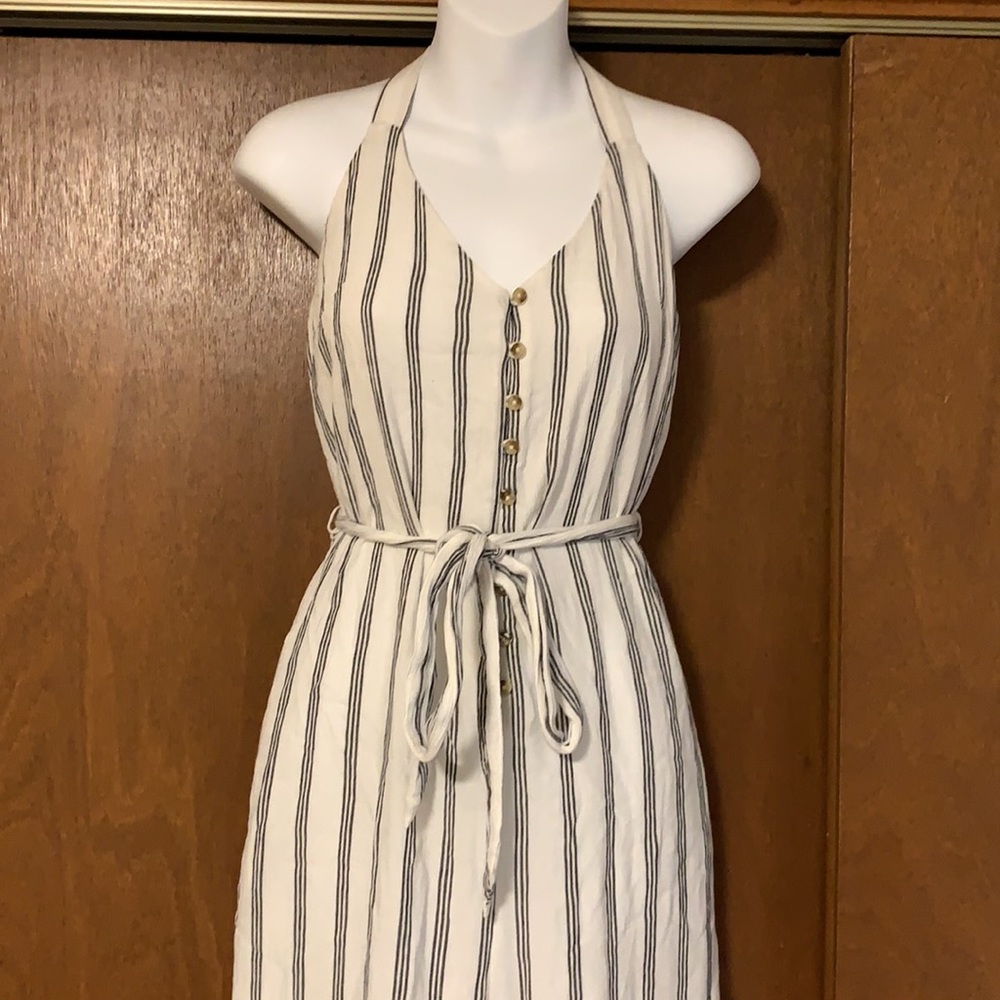 Striped Black & White Jumpsuit - Picture 3 of 10